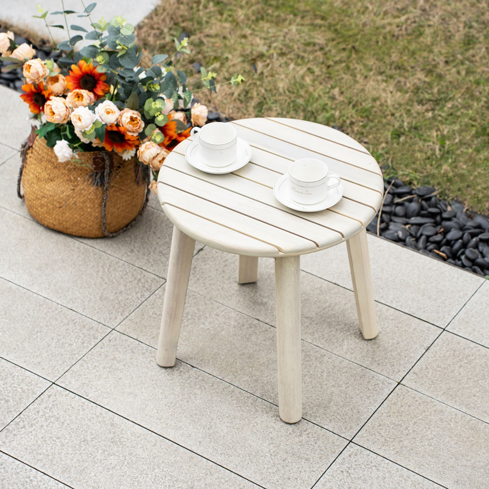 Direct Wicker Naturally Sanded Wooden Garden Side Table Image 4
