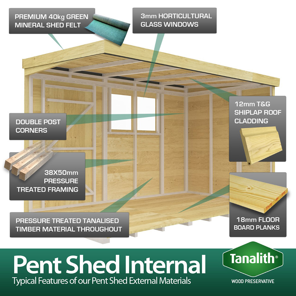 DIY Sheds 6 x 8ft Tongue and Groove Timber Pent Garden Shed Image 7
