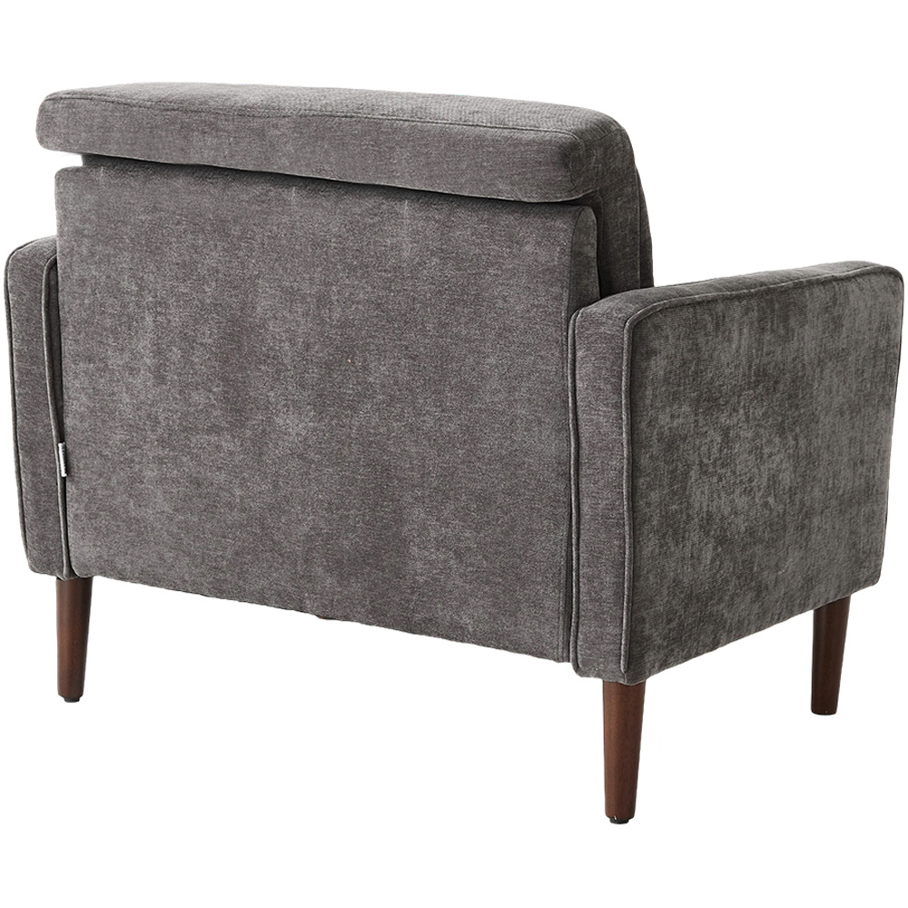 Living and Home Grey Soft Chenille Upholstered Sofa Chair with Cylindrical Pillows Image 4