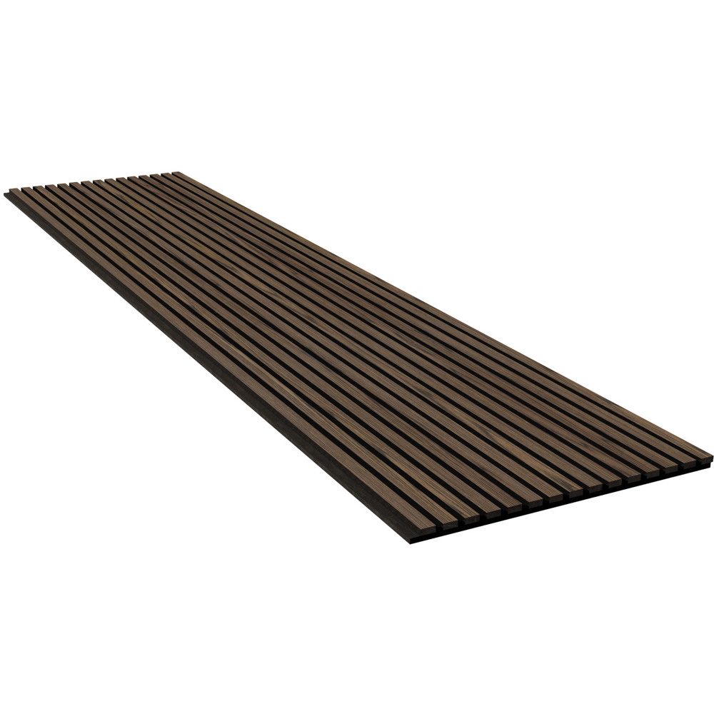 Wall Panels UK Premium Smoked Walnut Flame Retardant Acoustic Slat Wall Panel 2 Pack Image 2