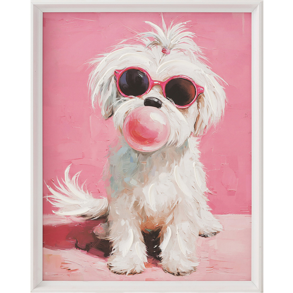 Poised Pink Maltese Dog Framed Art Image 8