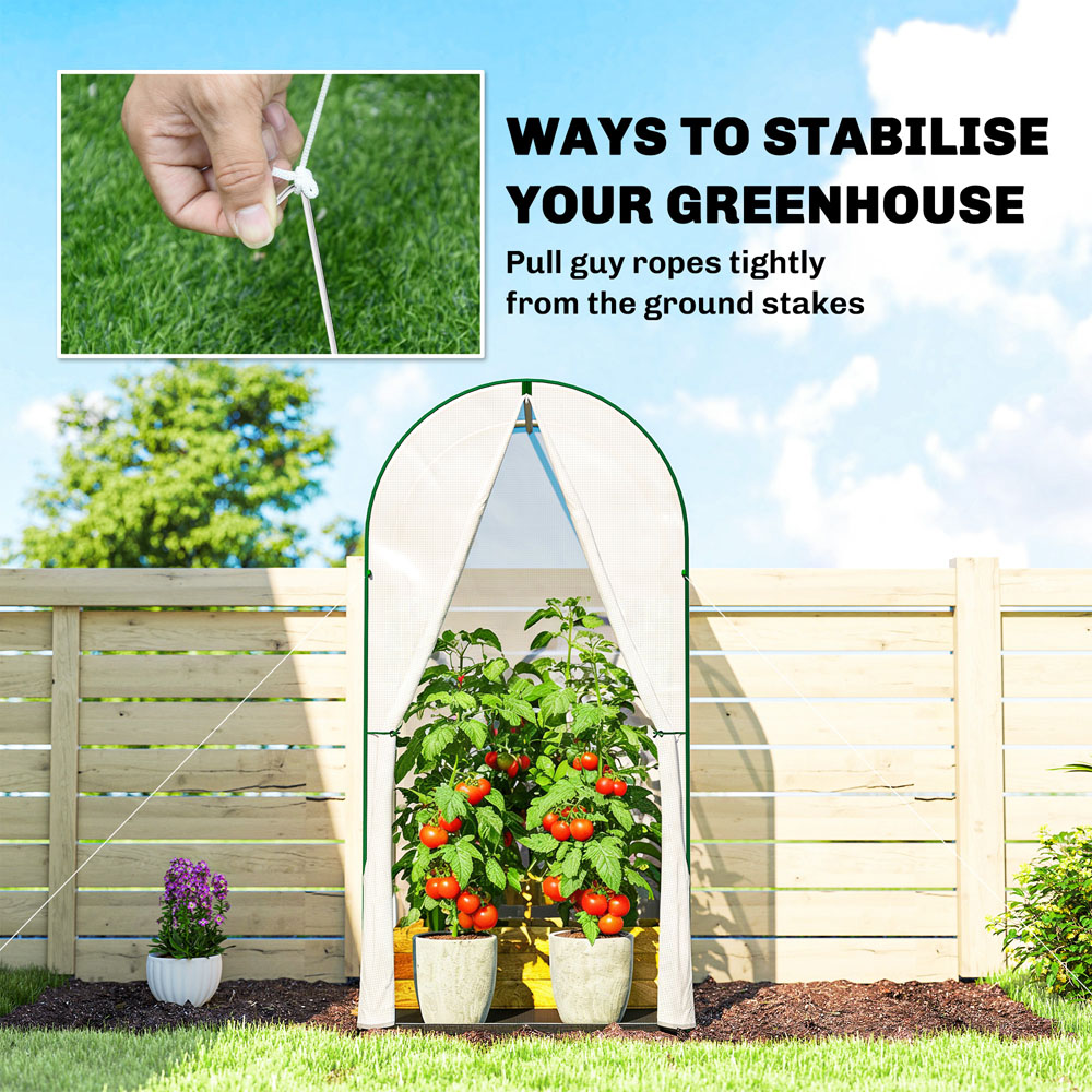 Outsunny White 3.3 x 3.3ft Mini Greenhouse with PE Base Image 4