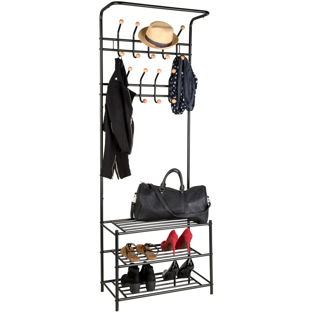 tectake 3 Shelf Coat and Shoe Rack with 18 Hooks Image 3
