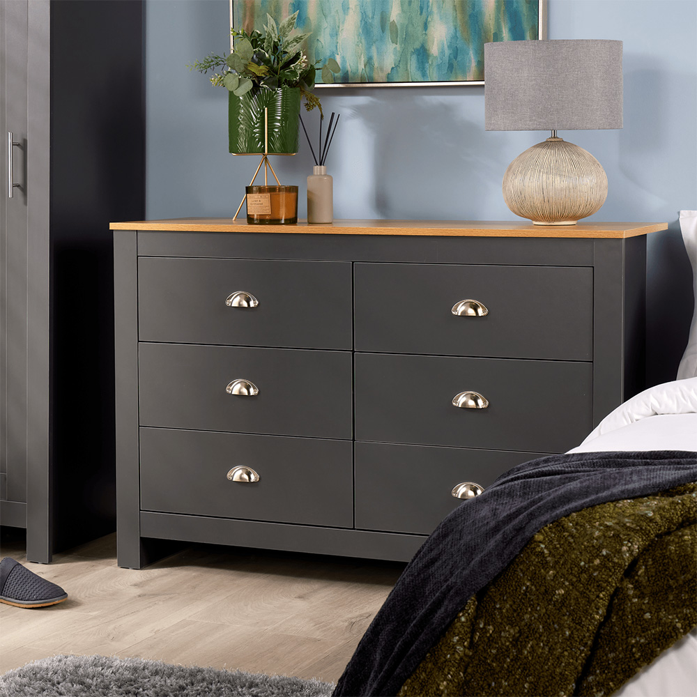 Home Source Camden 6 Drawer Graphite Chest of Drawers Image 6