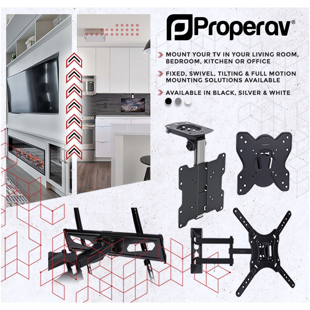 ProperAV White 23 to 55 Inch Heavy Duty Swing Arm Tilt and Swivel TV Bracket Image 5