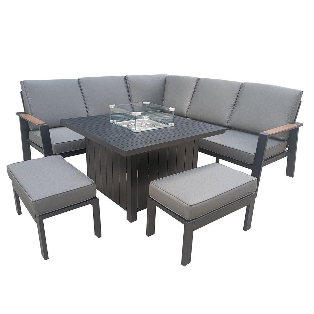 Furniture One 7 Seater Rattan Garden Corner Lounge Set with Fire Pit Image 4