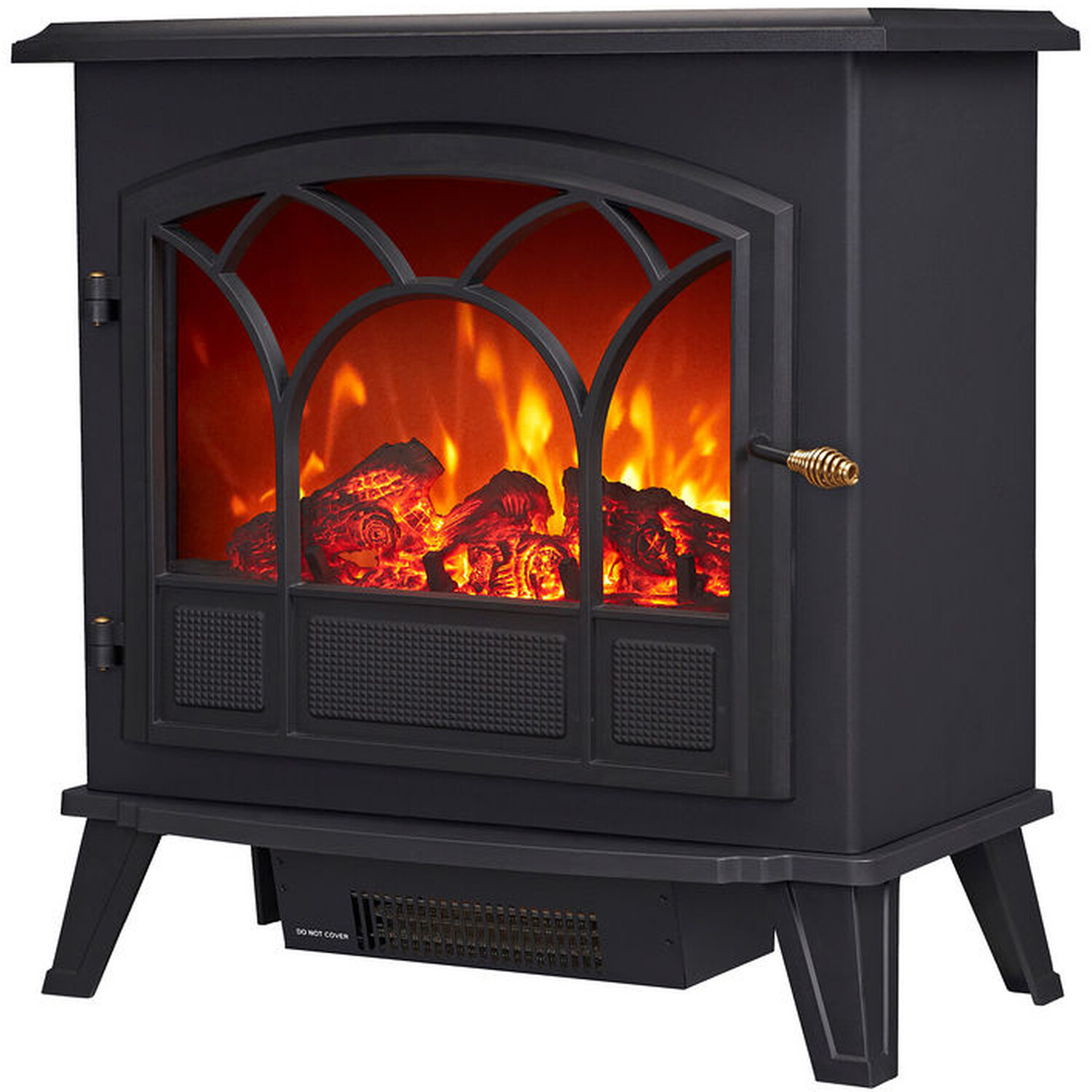 My Home Large Log Effect Stove Heater Black Image 3