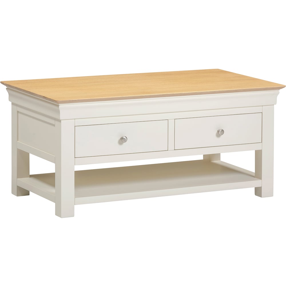 Seconique Bordeaux 2 Drawer Ivory and Oak Coffee Table Image 2