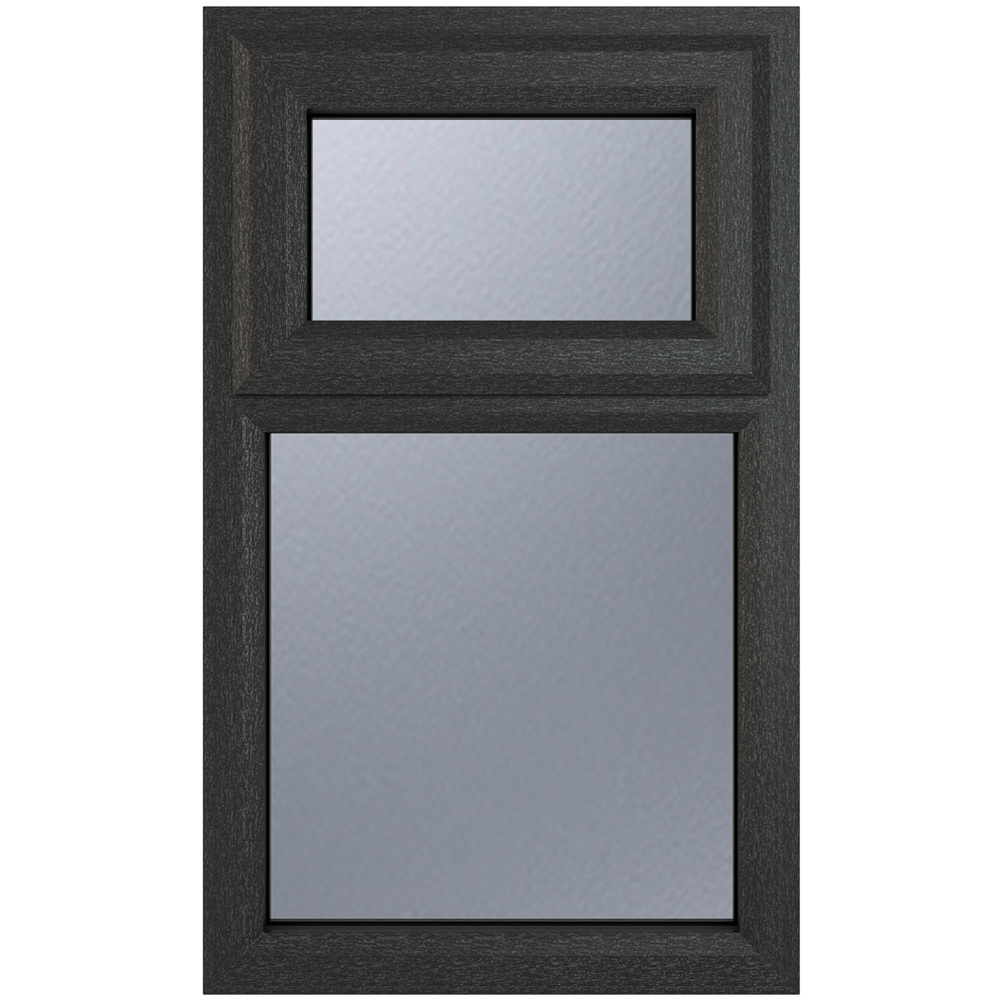 Crystal uPVC Triple Glazed Window Top Hung Over Fixed Light Grey White Obscure Glass 610x820mm Image 1