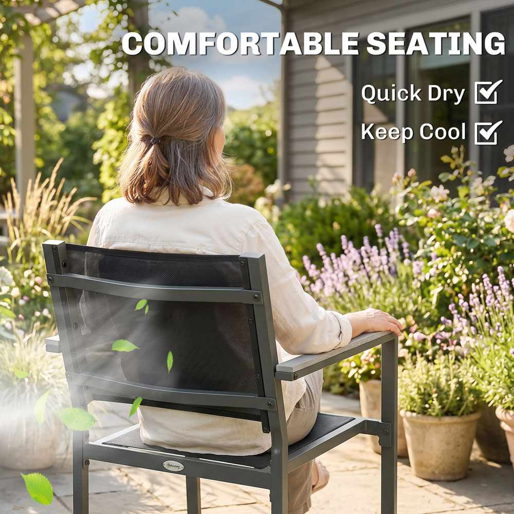 Outsunny 6 Seater Acacia Wood Garden Dining Set Grey Image 6