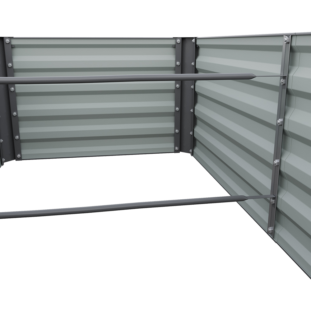 Living and Home Grey Large Rectangular Galvanised Steel Raised Garden Bed 240x80x45cm Image 4