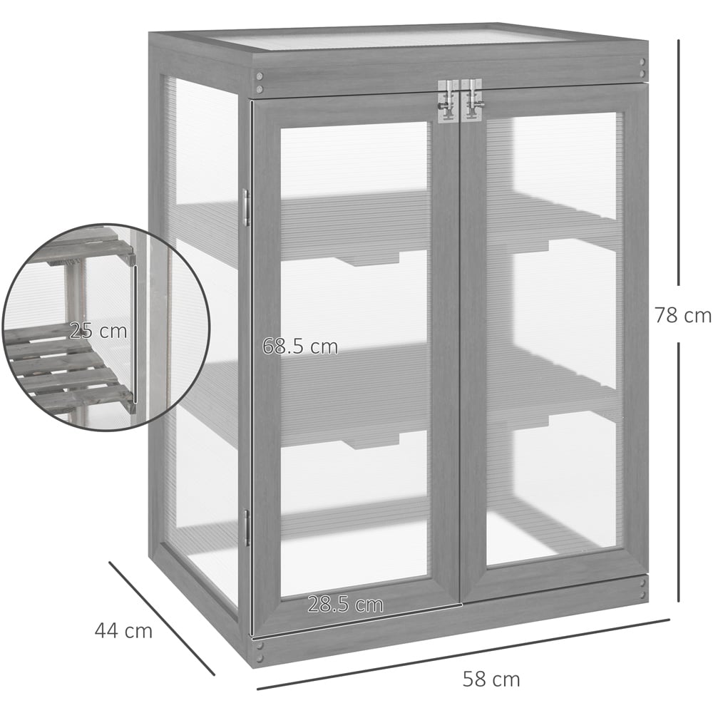 Outsunny 3 Tier Dark Grey Wooden Polycarbonate Cold Frame Image 7