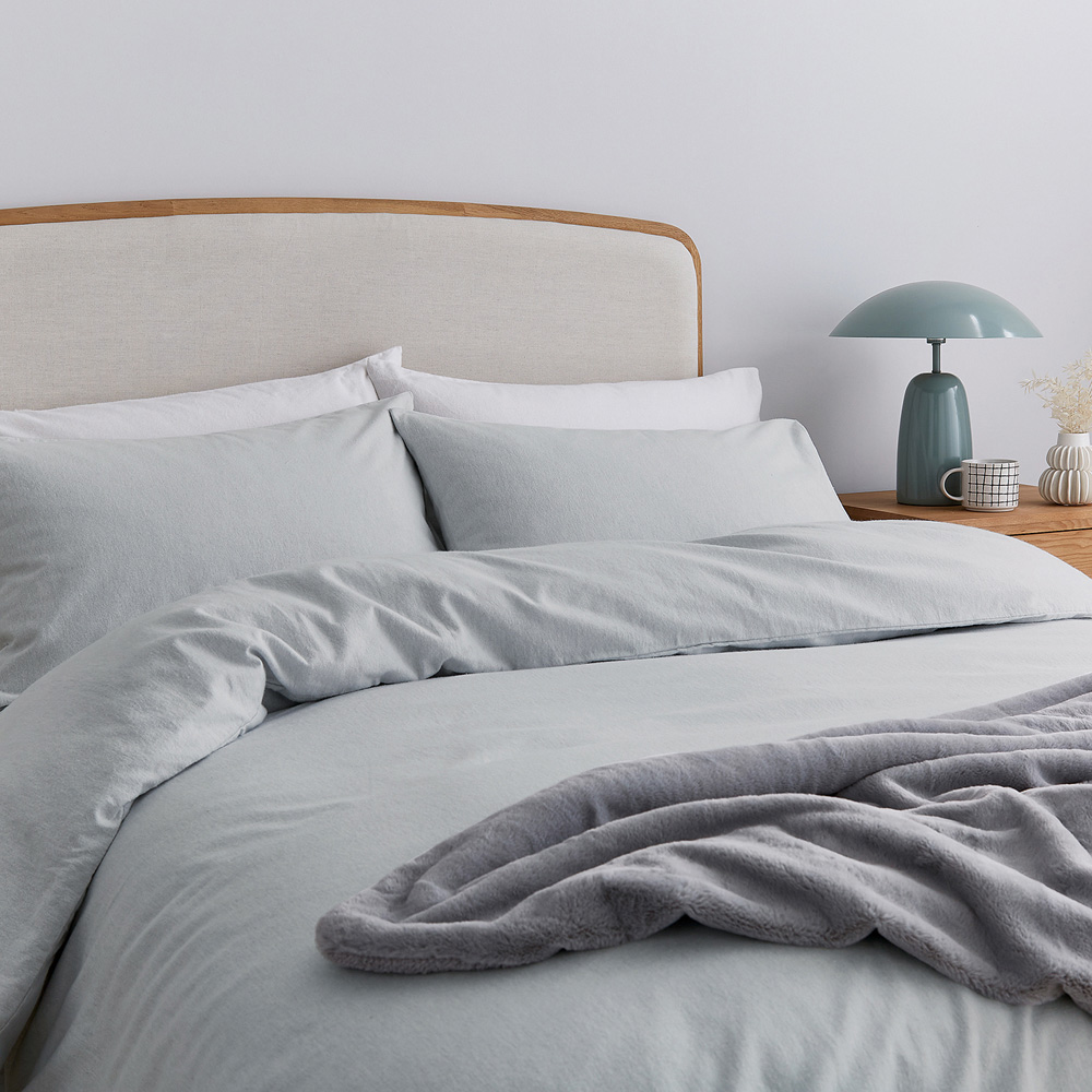 Helena Springfield Super King Size Silver Brushed Cotton Duvet Set Image 3
