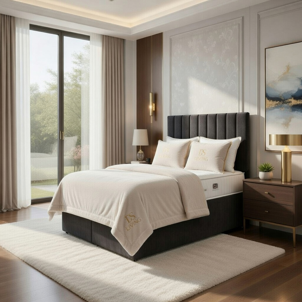 DS Living Aria Single Grey Plush Ottoman Bed Image 4