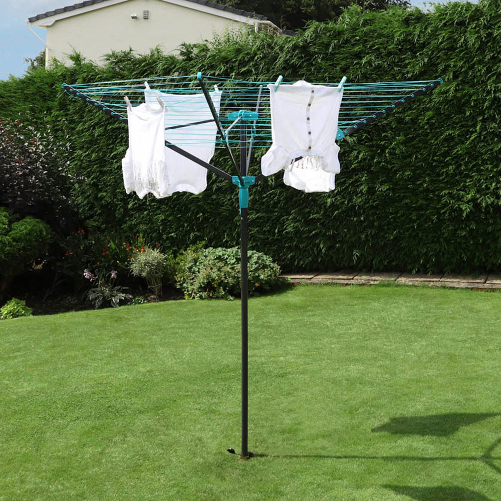 JVL Slate Grey 4 Arm Rotary Airer 50m Image 2