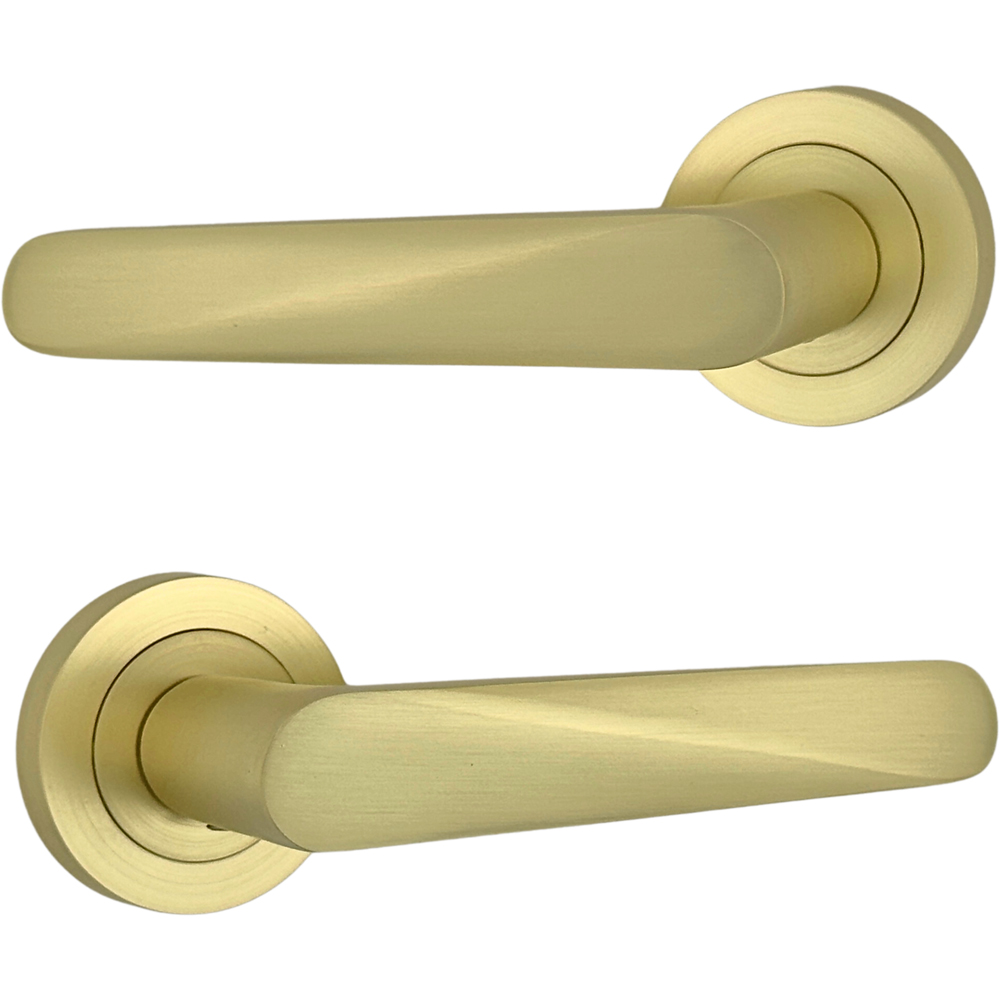 AXS Hardware Detroit Satin Brass Latch Door Handles on Rose 4 Pack Image 3
