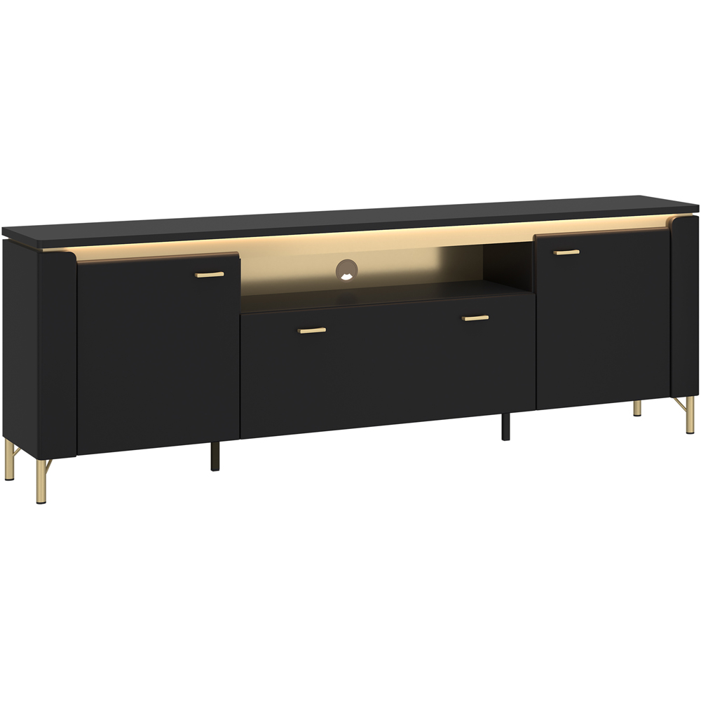 Furniture To Go Genoa 2 Door Single Drawer Black TV Cabinet Image 2