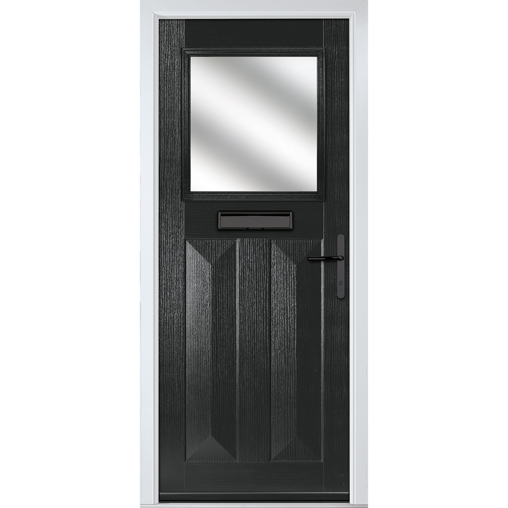 Crystal-Direct Eaton Black GRP Stipolytte Glass Left Hand Open Front Door 2090 x 920mm Image 1