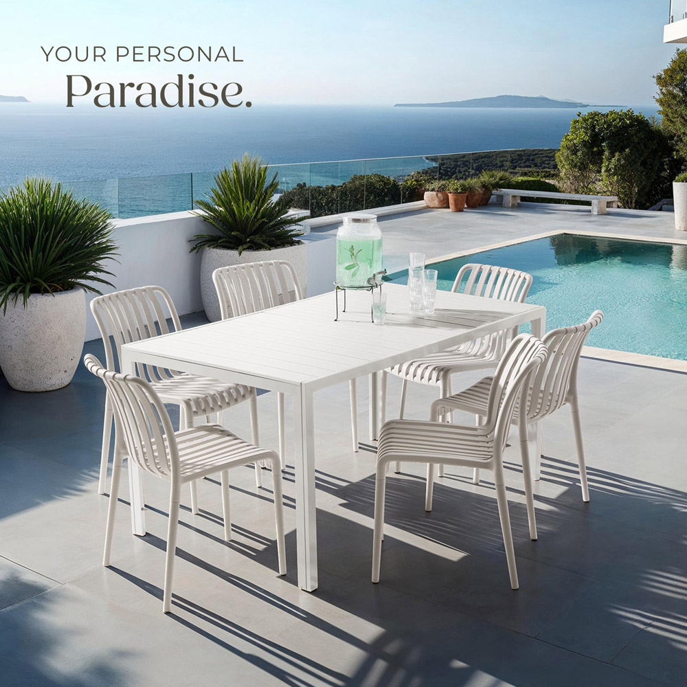 tectake Alcudia Set of 4 Taupe Stackable Garden Chair Image 8