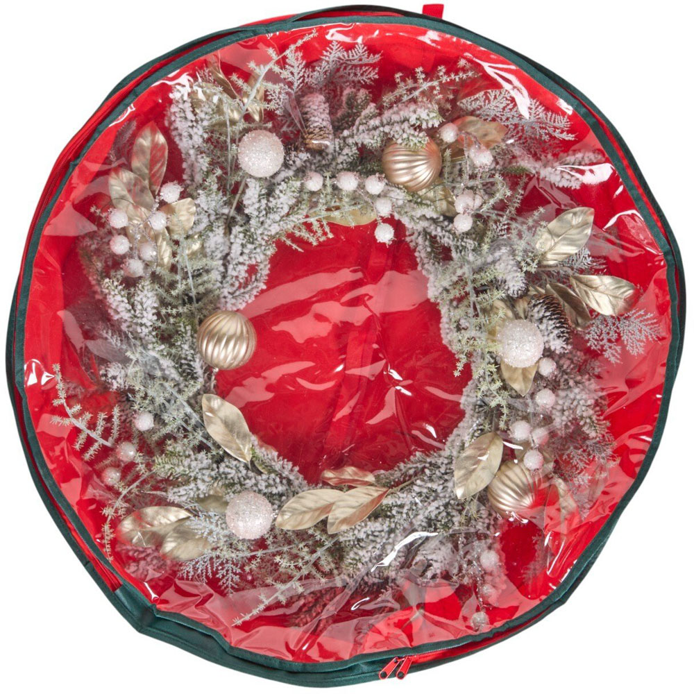 Christmas Wreath and Garland Storage Bag White and Green Image 2