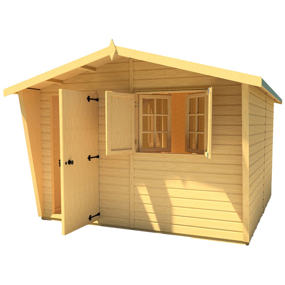 Shire 10 x 10ft Shiplap Style D Security Cabin Apex Garden Shed Image 1