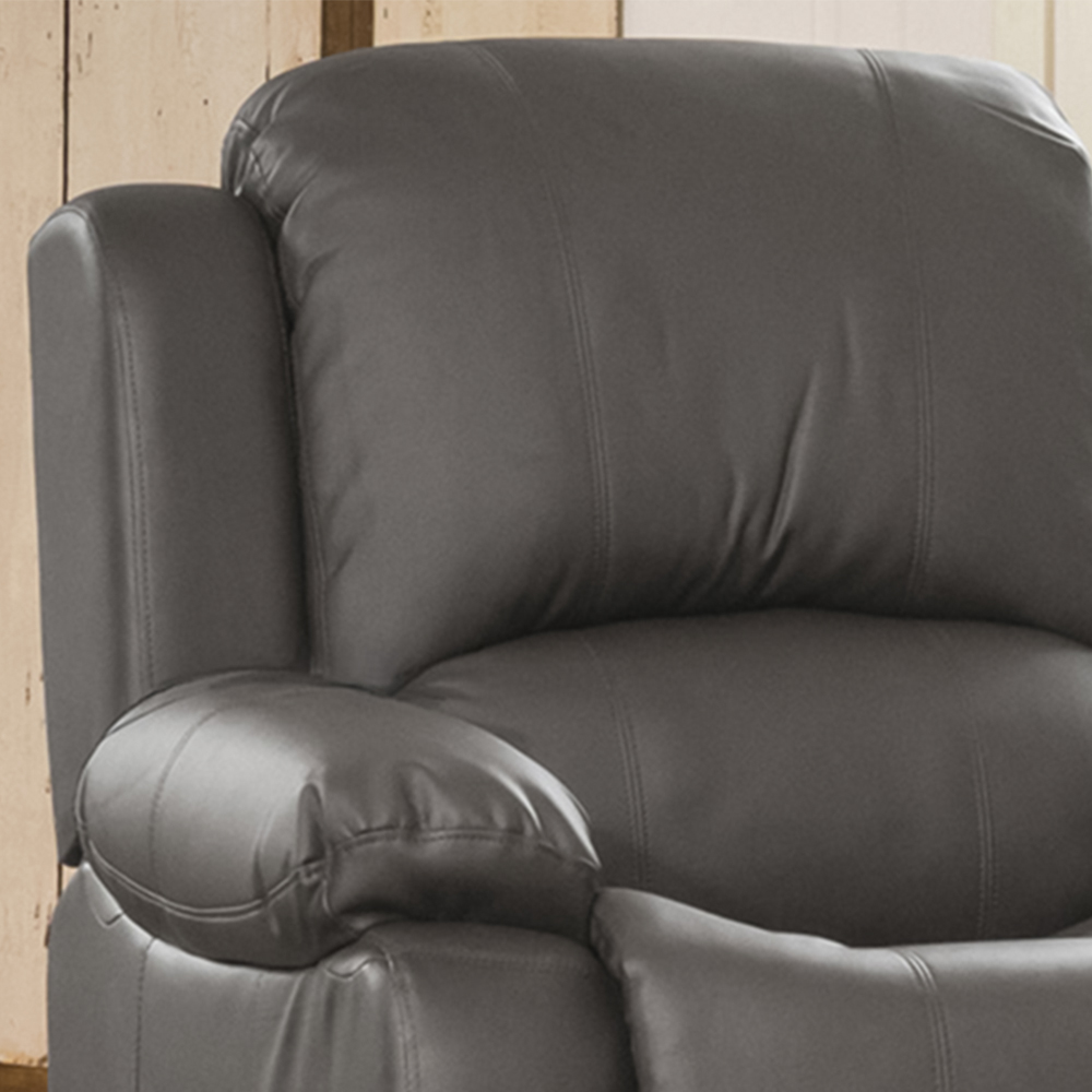 Glendale Single Seater Grey Bonded Leather Manual Recliner Sofa Image 2