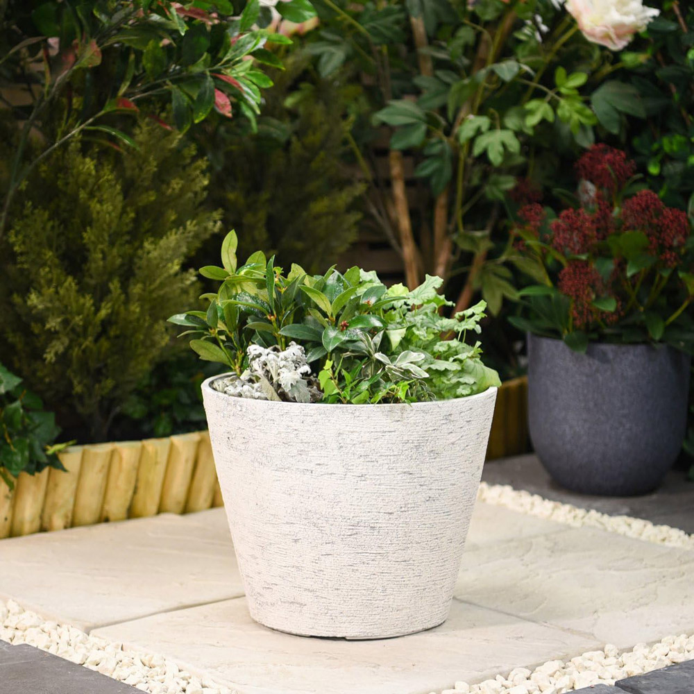 Garden Gear Lily White Stone Effect Planter 36.5cm Image 2