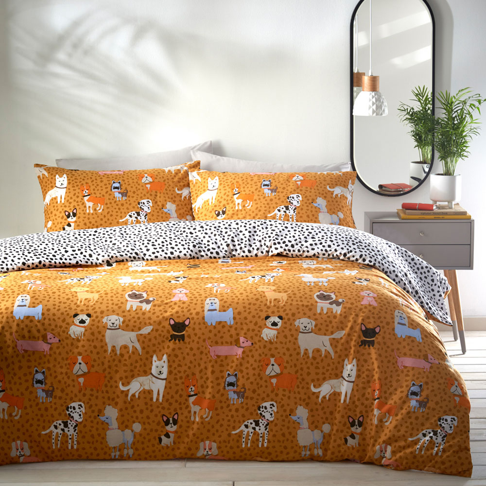 furn. Woofers King Size Ochre Duvet Set Image 1
