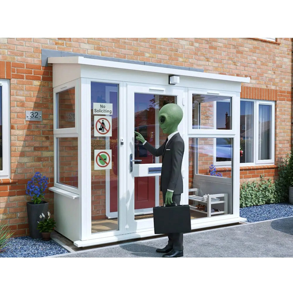 Dunster House Composite AddPorch White uPVC Superfelt Right Hand Door and Windows 2500 x 1000mm Image 3