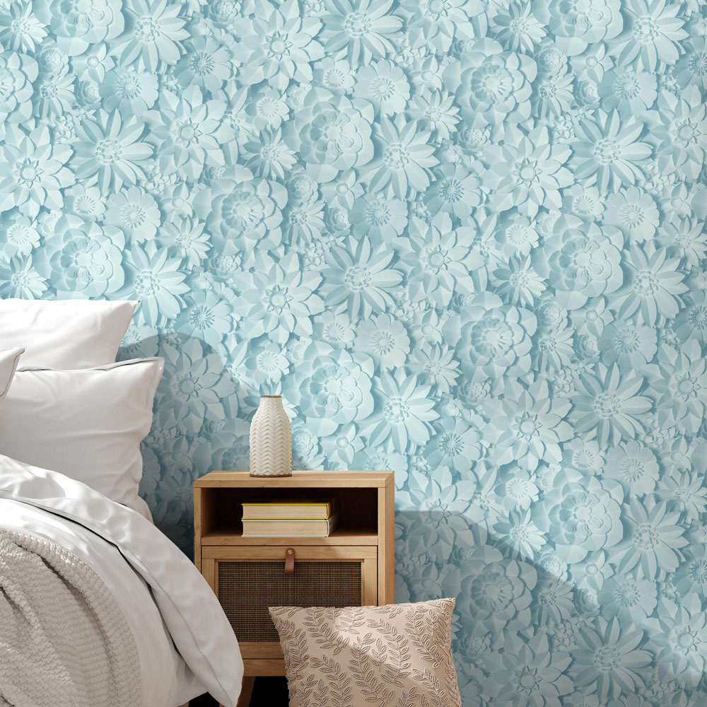 Fine Decor Dimensions Floral Teal Wallpaper Image 4