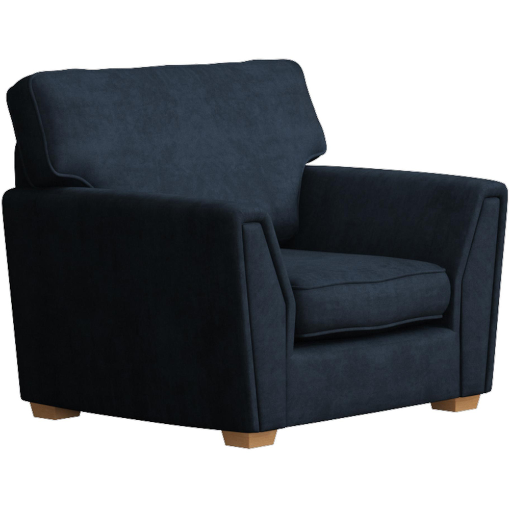 Wendleberry Royal Blue Plush Velvet Fixed Back Armchair Image 3