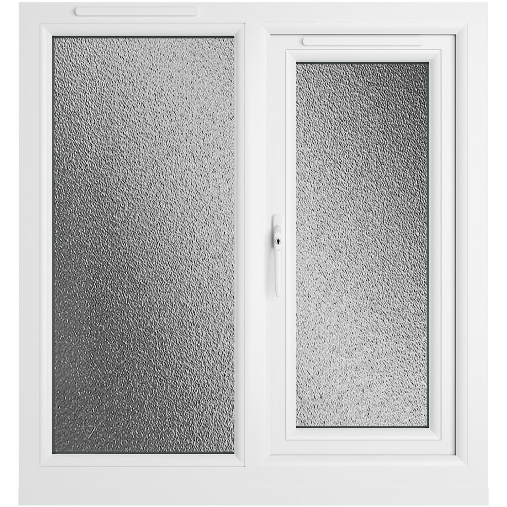 Crystal uPVC Triple Glazed Window LH Side Hung Next to a Fixed White Obscure Glass 905x965mm Image 2