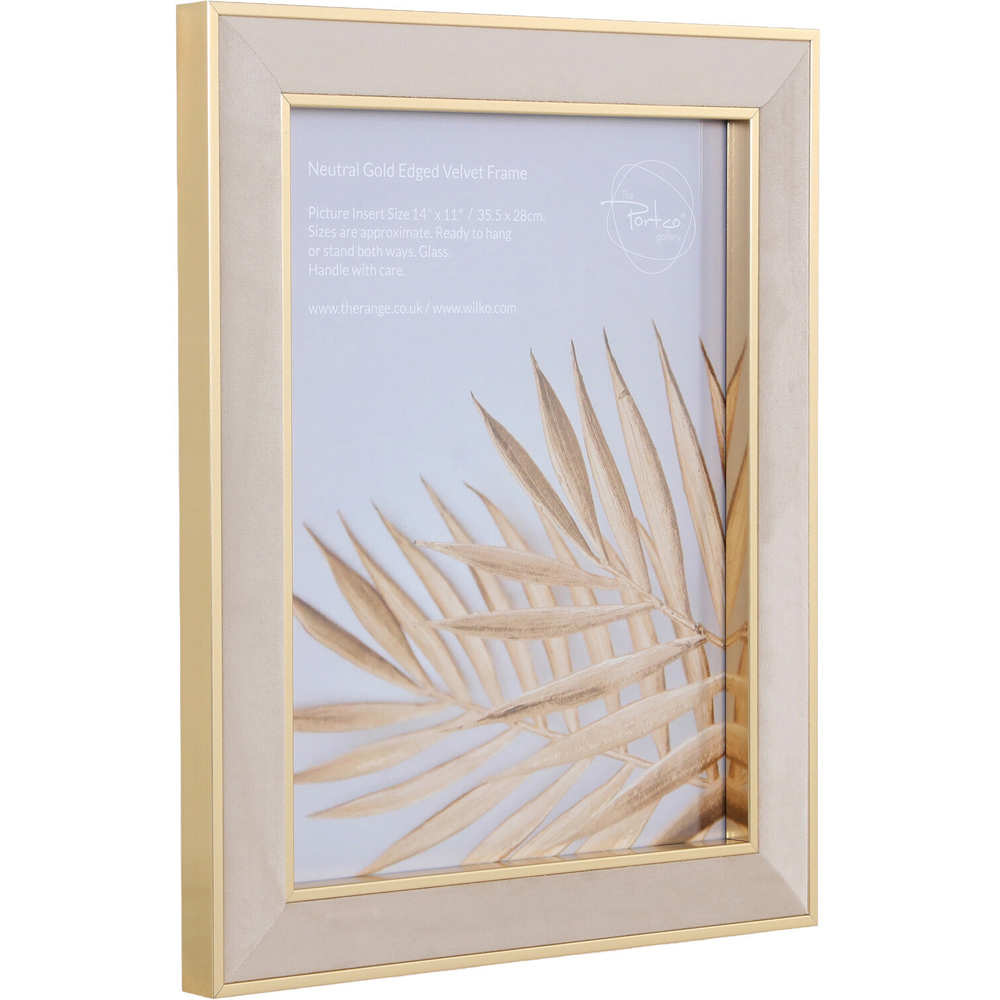 Gold Edge Velvet Photo Frame Neutral 14 x 11 inch Image 4
