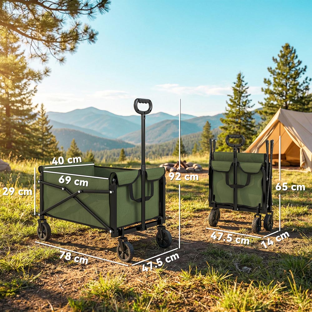 Outsunny 81L Green Foldable Garden Trolley Cart Image 9