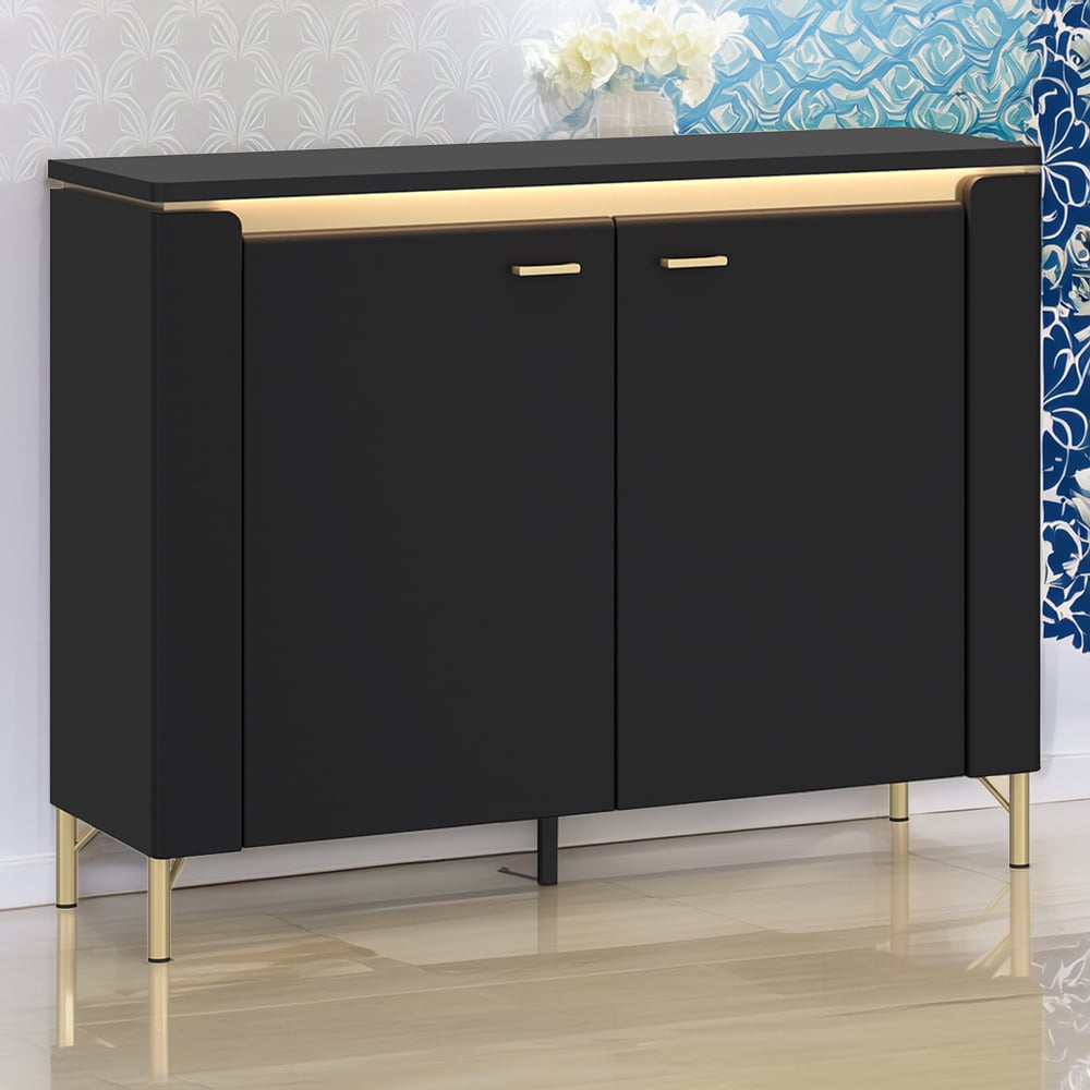 Furniture To Go Genoa 2 Door Black Sideboard Image 1