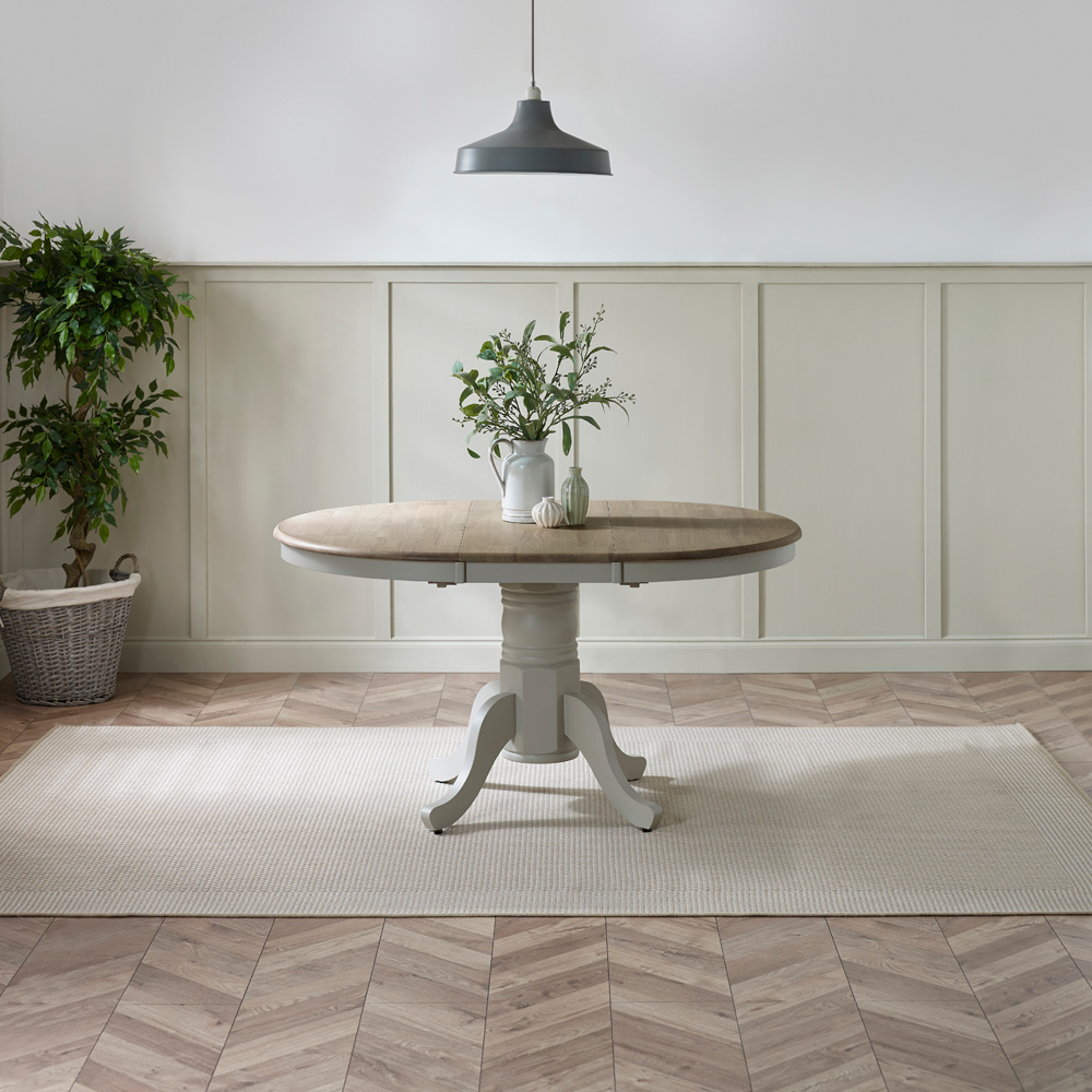 Furniturebox Fowey 6 Seater Wooden Extendable Dining Table Light Grey and Limewash Effect Image 7