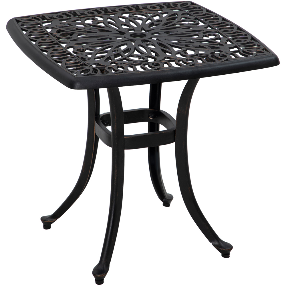 Outsunny Bistro Table with Umbrella Hole Bronze Tone Image 2