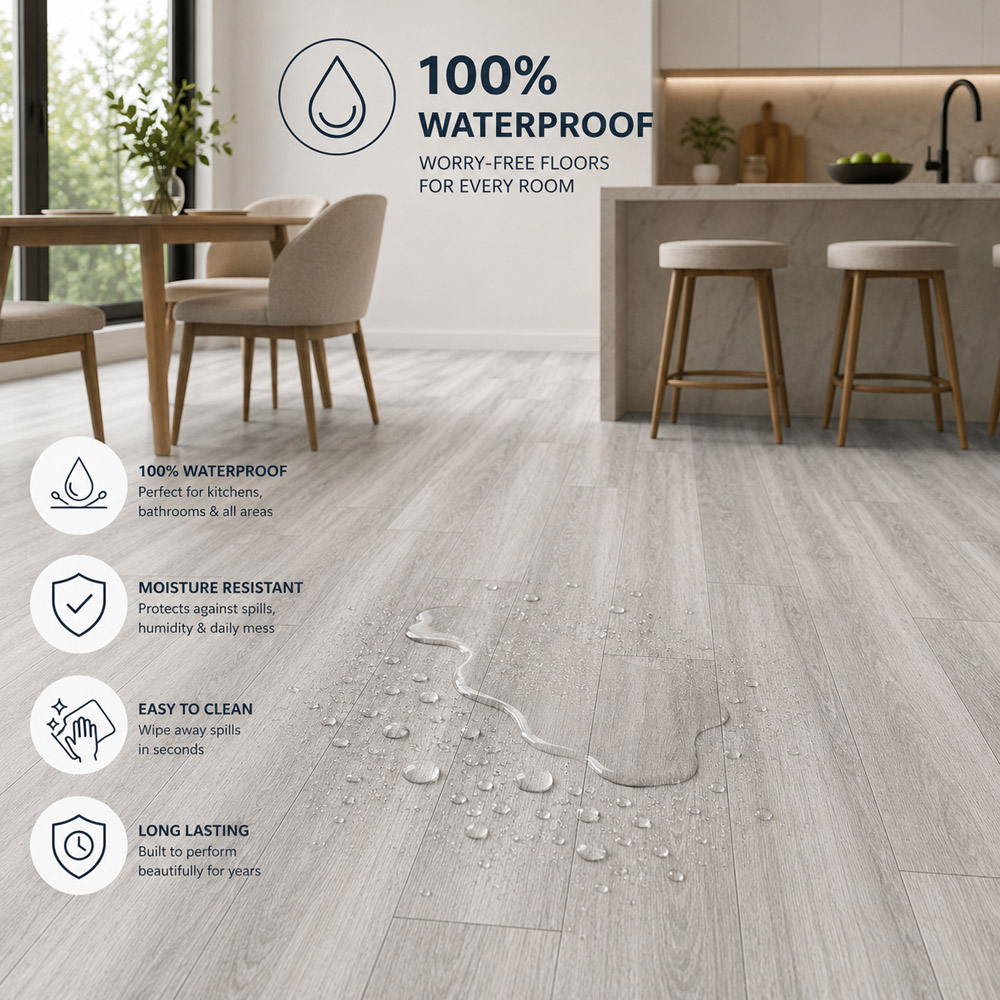 Britwall Grey Oak Wood-Embossed SPC Vinyl Flooring 1220 x 181mm 10 Pack Image 6