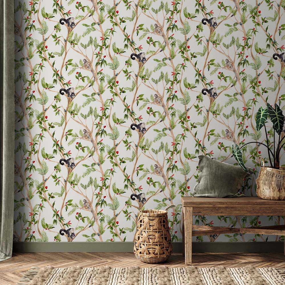 Arthouse Tropical Monkey Multicolour Wallpaper Image 5