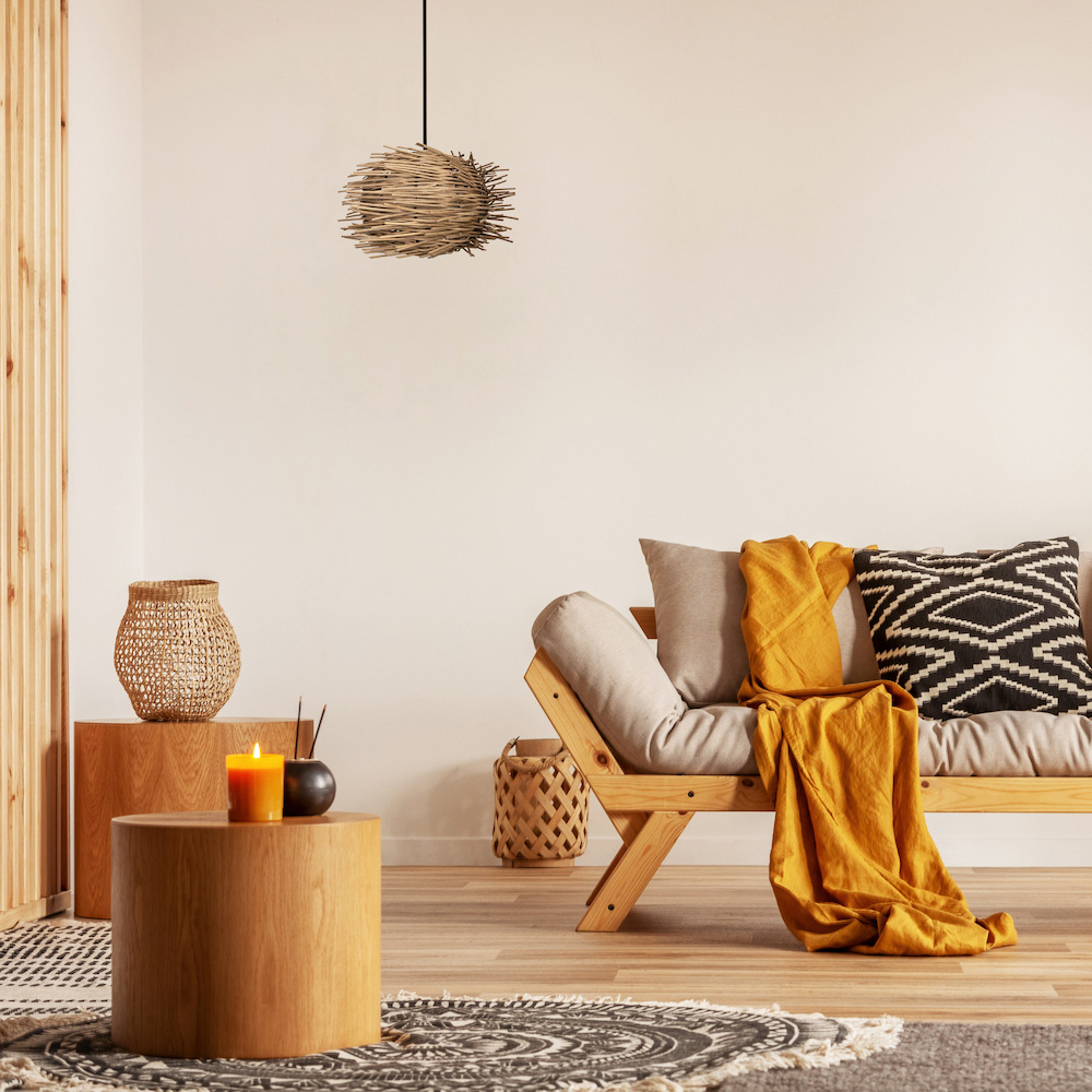 Happy Homewares Natural Brown Rattan Wicker Vintage Nest Pendant Shade Image 2