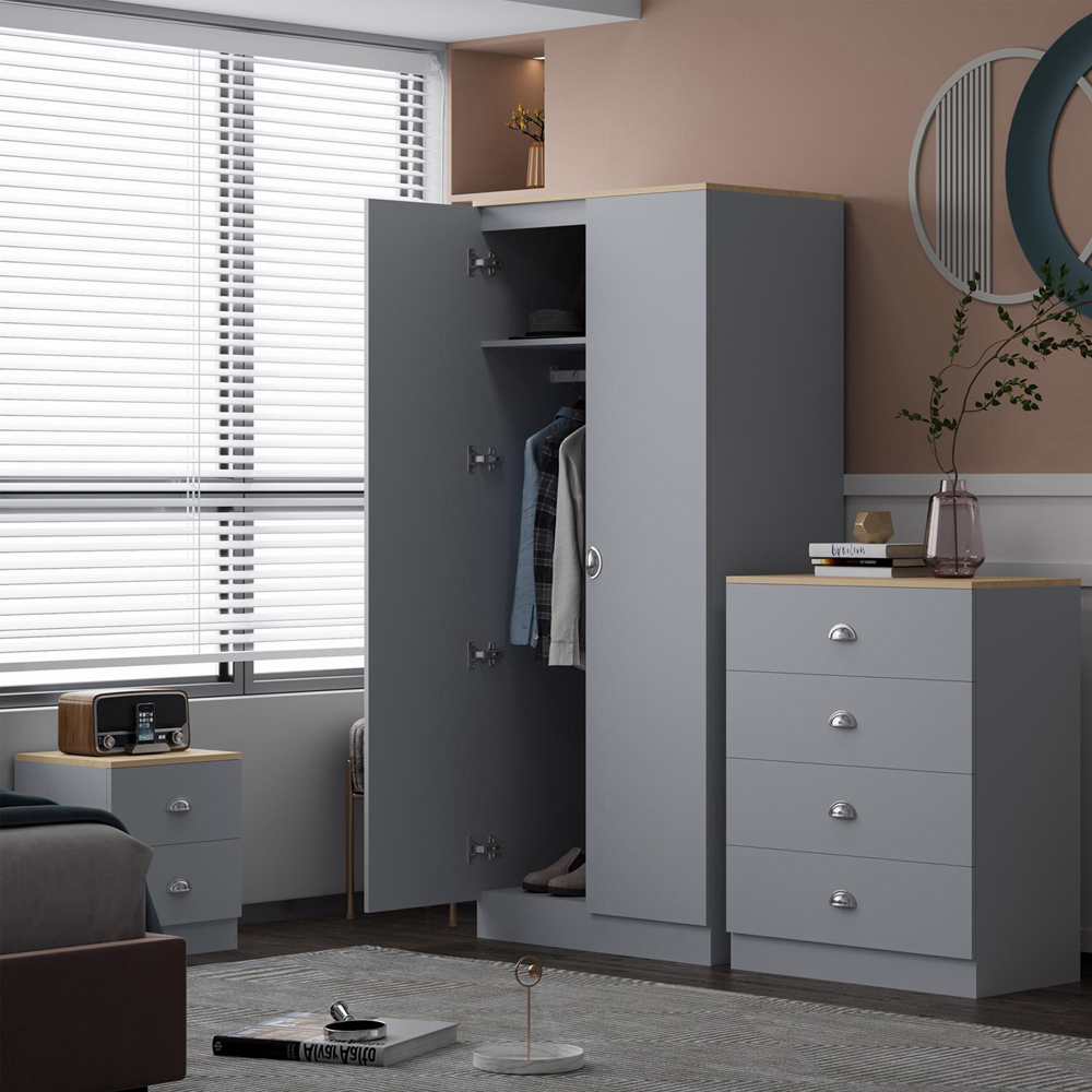 FWStyle Esher 2 Door Grey Oak Wardrobe Image 4