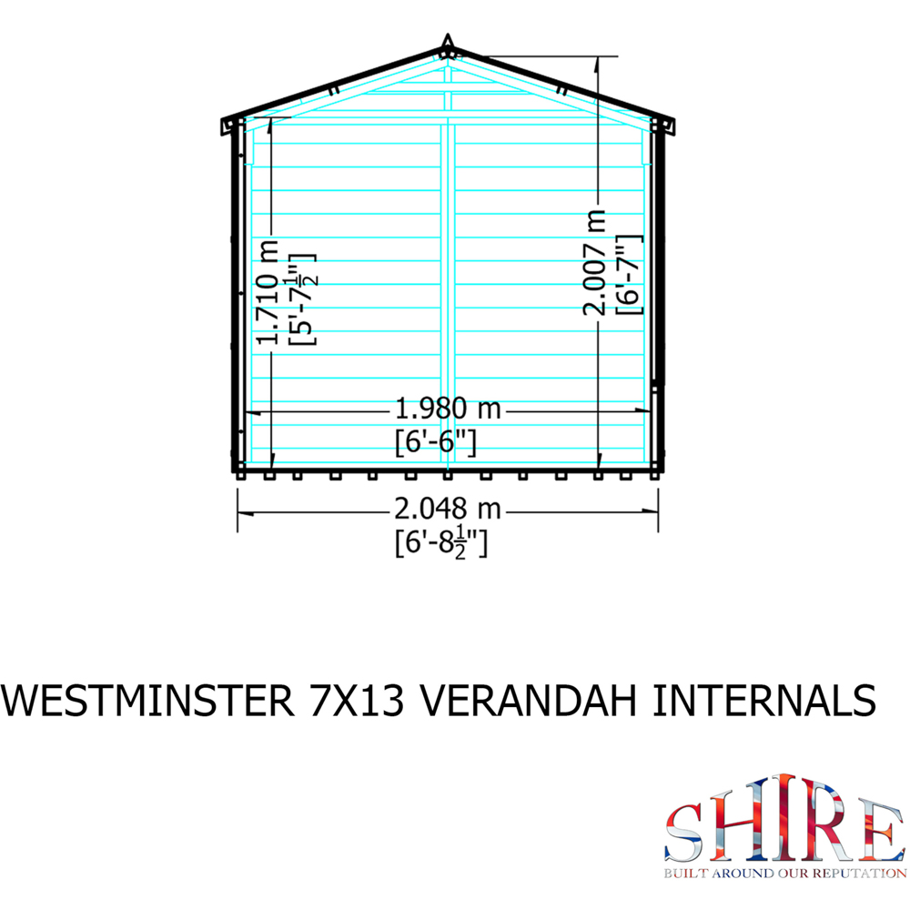 Shire Westminster 13 x 7ft Double Door Summerhouse with Veranda Image 8