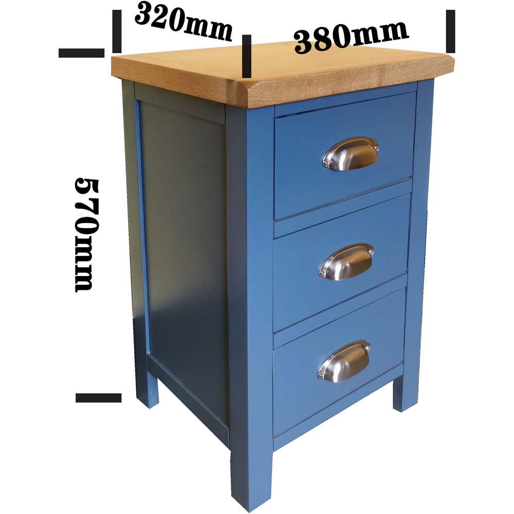 Furniture One 3 Drawer Blue Bedside Table Image 8