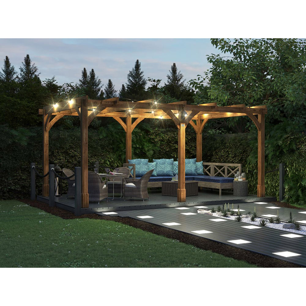 Dunster House Leviathan 5 x 3m Brown Wooden Pergola Plant Frame Image 4