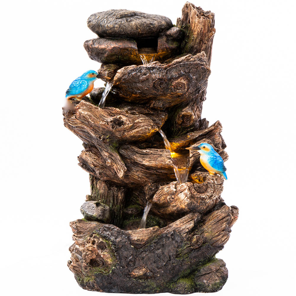Garden Gear Cascading Tree Trunk with Kingfisher Water Feature Image 1