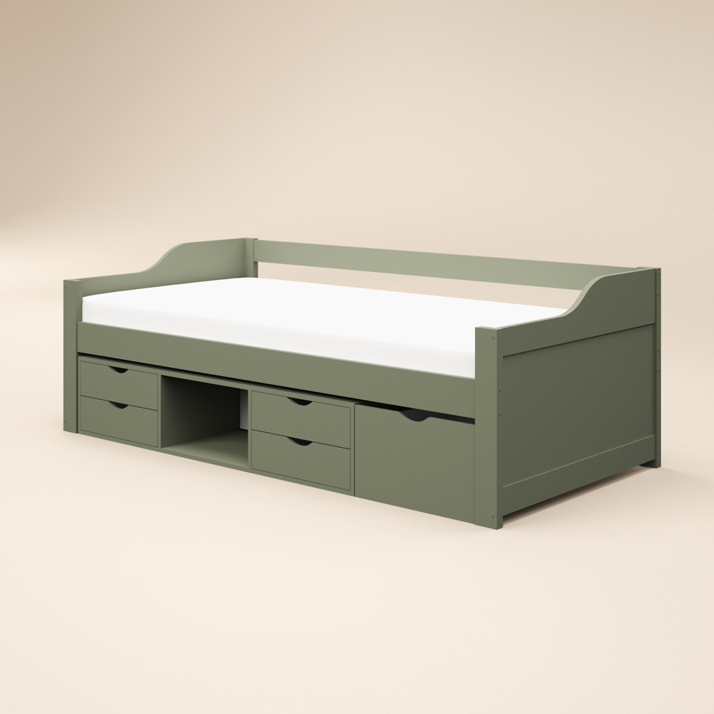 Flair Blair Single Green Storage Low Sleeper Bed Image 2