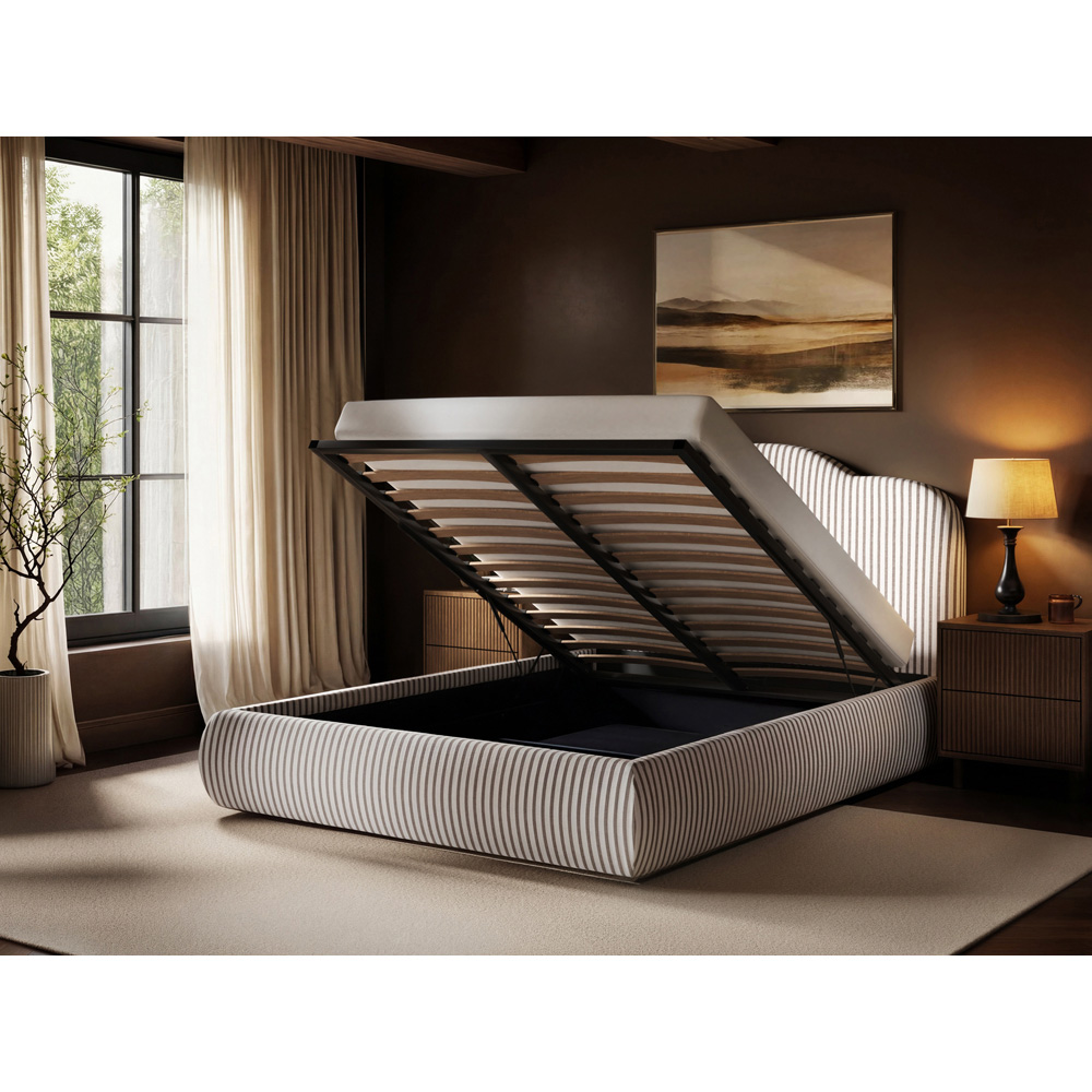 Solace+Co Skylynn Cloud Double Cream and Brown Lift-Up Ottoman Bed Image 5