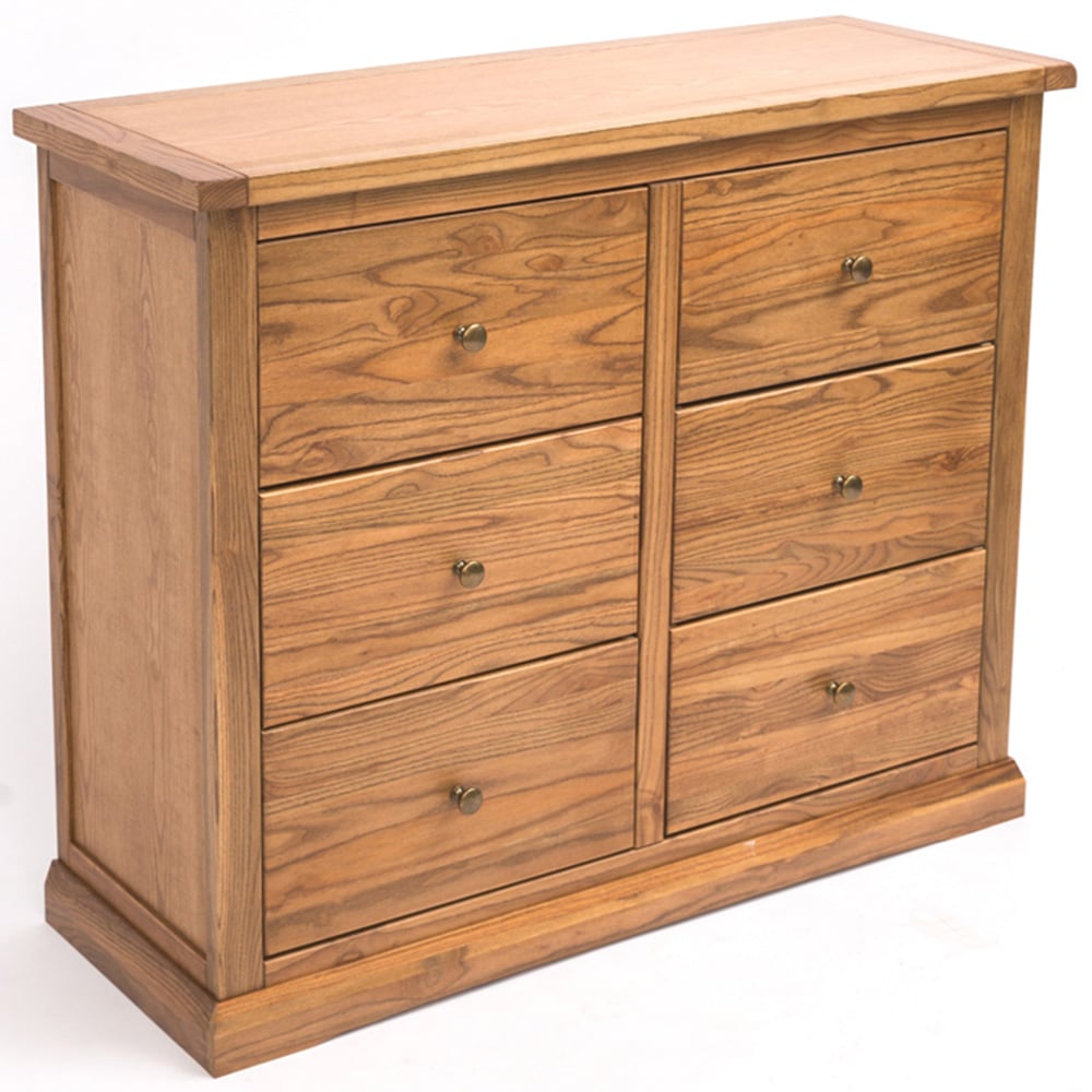 Cabinet Bits Salerno 6 Drawer Brown Brass Knob Chest of Drawers Image 4