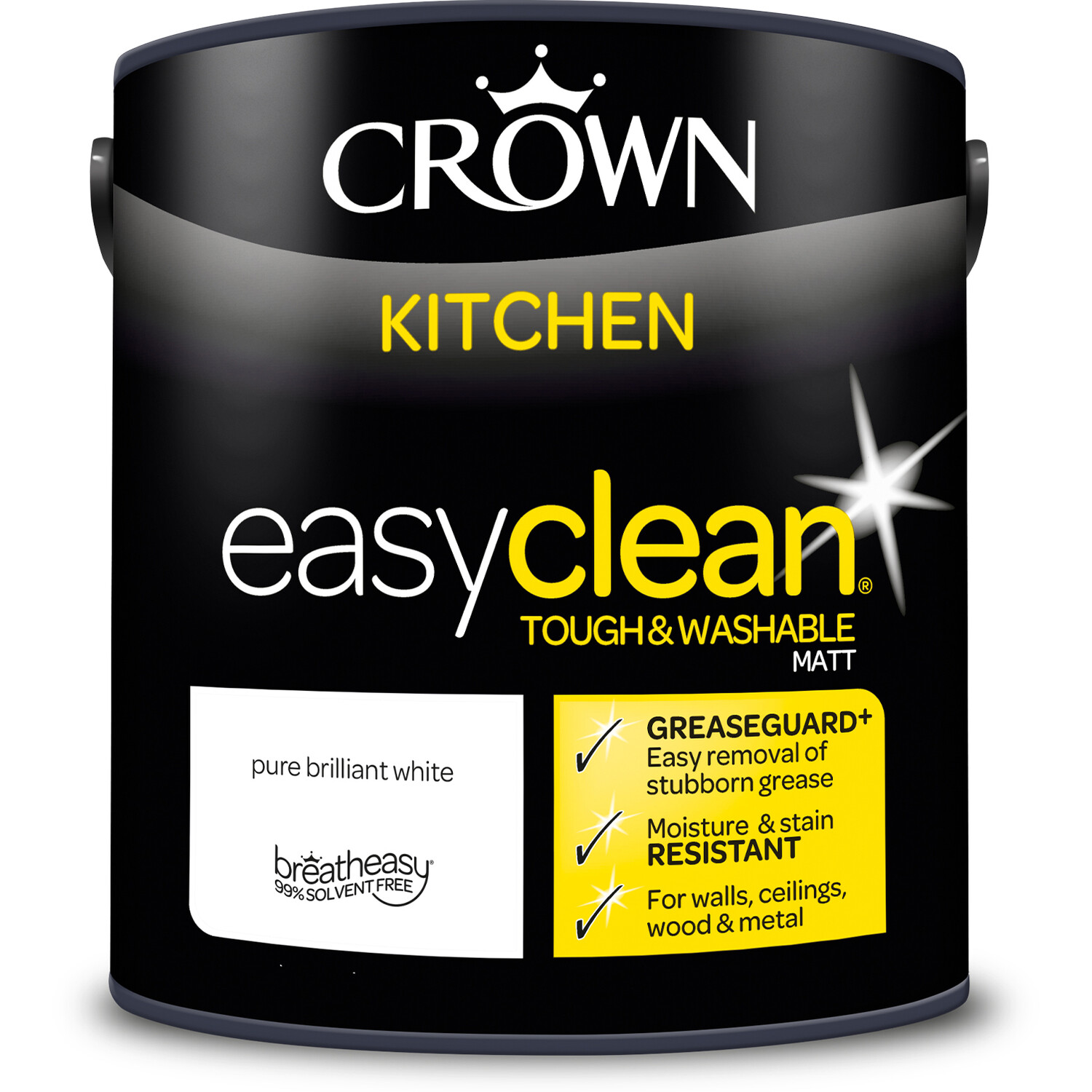 Crown Easyclean Kitchen Paint - Pure Brilliant White / 2.5l Image 7