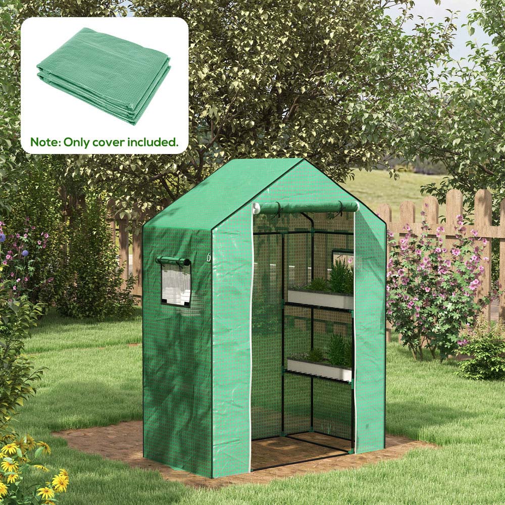 Outsunny Green PE 4.5 x 2.3ft Replacement Greenhouse Cover Image 2